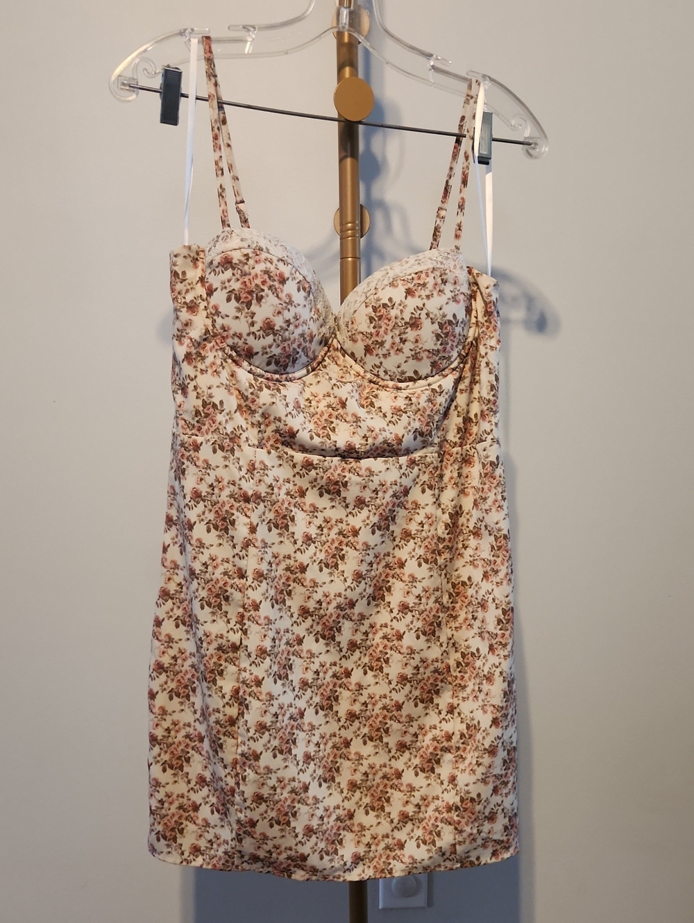 Windsor Cream Mini Dress with Brown Floral Accents